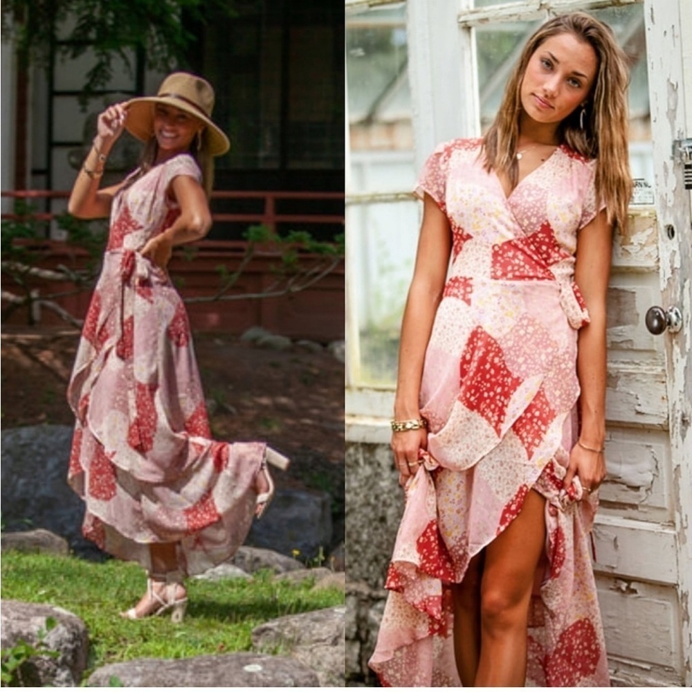 Francesca's Blue Rain Madonna Patchwork Floral Hi… - image 1